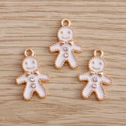 10pcs 11*17mm Enamel Gingerbread Man Charms Pendants for Necklaces Earrings DIY Cartoon Crystal Charms Jewelry Handmade Crafting