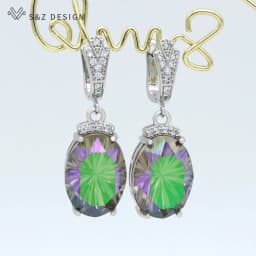 S&Z DESIGN 2021 New Fashion Luxury Large Oval Crystal Dangle Earrings Cubic Zirconia Earrings For Women Wedding Elegant Jewelry