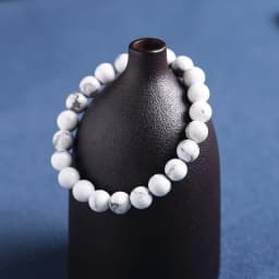 JD Natural White Howlite Turquoise Stone Bead Bracelets Women Fashion Simple Couple Distance Stretch Bangles Charm Wrist Jewelry