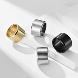 High Quality 15mm Chunky Brushed Ring For Men Stainless Steel Wide Bulky Punk With Beveled Edges Male Band Jewelry Accessories