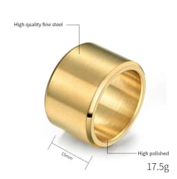 High Quality 15mm Chunky Brushed Ring For Men Stainless Steel Wide Bulky Punk With Beveled Edges Male Band Jewelry Accessories
