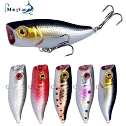 1Pcs Mini Popper Fishing Lures 4.5cm 3.5g Topwater Popper Bait Hardbait Artificial Wobblers Plastic Fishing Tackle with 10#Hooks