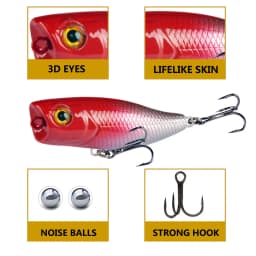 1Pcs Mini Popper Fishing Lures 4.5cm 3.5g Topwater Popper Bait Hardbait Artificial Wobblers Plastic Fishing Tackle with 10#Hooks