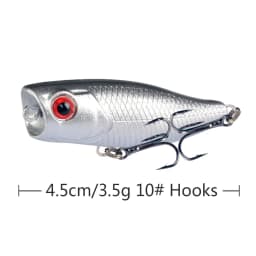 1Pcs Mini Popper Fishing Lures 4.5cm 3.5g Topwater Popper Bait Hardbait Artificial Wobblers Plastic Fishing Tackle with 10#Hooks