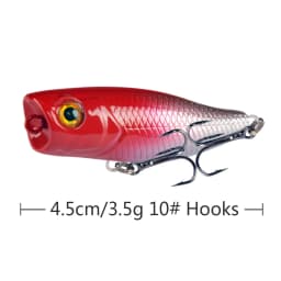 1Pcs Mini Popper Fishing Lures 4.5cm 3.5g Topwater Popper Bait Hardbait Artificial Wobblers Plastic Fishing Tackle with 10#Hooks
