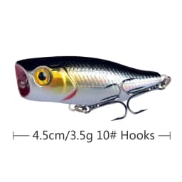 1Pcs Mini Popper Fishing Lures 4.5cm 3.5g Topwater Popper Bait Hardbait Artificial Wobblers Plastic Fishing Tackle with 10#Hooks