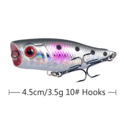 1Pcs Mini Popper Fishing Lures 4.5cm 3.5g Topwater Popper Bait Hardbait Artificial Wobblers Plastic Fishing Tackle with 10#Hooks
