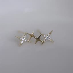 925 Sterling Silver Micro Inlaid Crystal Four-Pointed Star Plating 14k Gold Earrings Women Small Cute Banquet Jewelry