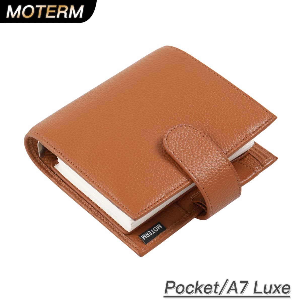 Moterm Luxe 2.0 Series Pocket Size Planner Pebbled Grain Leather A7 Notebook with 30MM Ring Mini Agenda Organizer Diary Notepad