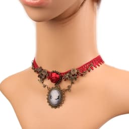 Gothic Lolita Black Lace Short Chain Choker Sexy Tassels Necklace Hollow Out Big Rose Flower Punk Handmade Wedding Jewelry Gift