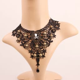 Gothic Lolita Black Lace Short Chain Choker Sexy Tassels Necklace Hollow Out Big Rose Flower Punk Handmade Wedding Jewelry Gift
