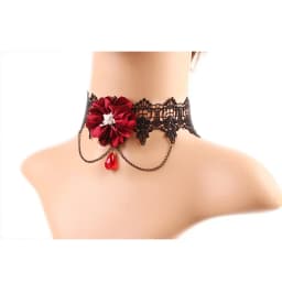 Gothic Lolita Black Lace Short Chain Choker Sexy Tassels Necklace Hollow Out Big Rose Flower Punk Handmade Wedding Jewelry Gift