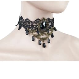 Gothic Lolita Black Lace Short Chain Choker Sexy Tassels Necklace Hollow Out Big Rose Flower Punk Handmade Wedding Jewelry Gift