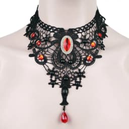 Gothic Lolita Black Lace Short Chain Choker Sexy Tassels Necklace Hollow Out Big Rose Flower Punk Handmade Wedding Jewelry Gift