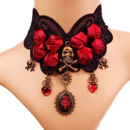 Gothic Lolita Black Lace Short Chain Choker Sexy Tassels Necklace Hollow Out Big Rose Flower Punk Handmade Wedding Jewelry Gift