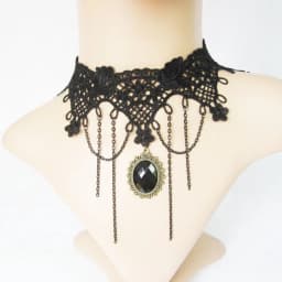 Gothic Lolita Black Lace Short Chain Choker Sexy Tassels Necklace Hollow Out Big Rose Flower Punk Handmade Wedding Jewelry Gift