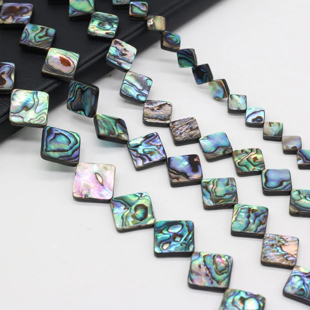 High Quality Square Abalone Shell Beads 3Pcs Shells Loose Spacer Beads for Charm DIY Necklace Bracelet Jewelry Making Findings