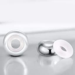 10pcs Stainless Steel Round Spacer Stopper Beads With Rubber Inside Fit Pandora Charms Bracelets Fashion Jewelry
