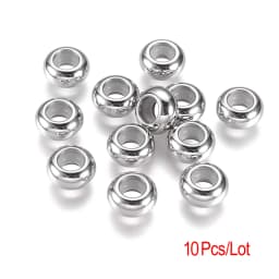 10pcs Stainless Steel Round Spacer Stopper Beads With Rubber Inside Fit Pandora Charms Bracelets Fashion Jewelry