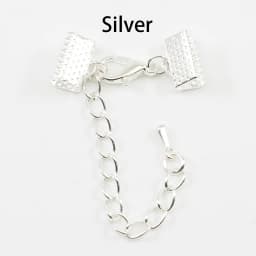 10pcs/lot Lobster Clasp Connectors Ribbon Leather Cord End Fastener Clasps With Chains For Bracelet DIY Jewelry Making Wholesale