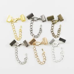 10pcs/lot Lobster Clasp Connectors Ribbon Leather Cord End Fastener Clasps With Chains For Bracelet DIY Jewelry Making Wholesale