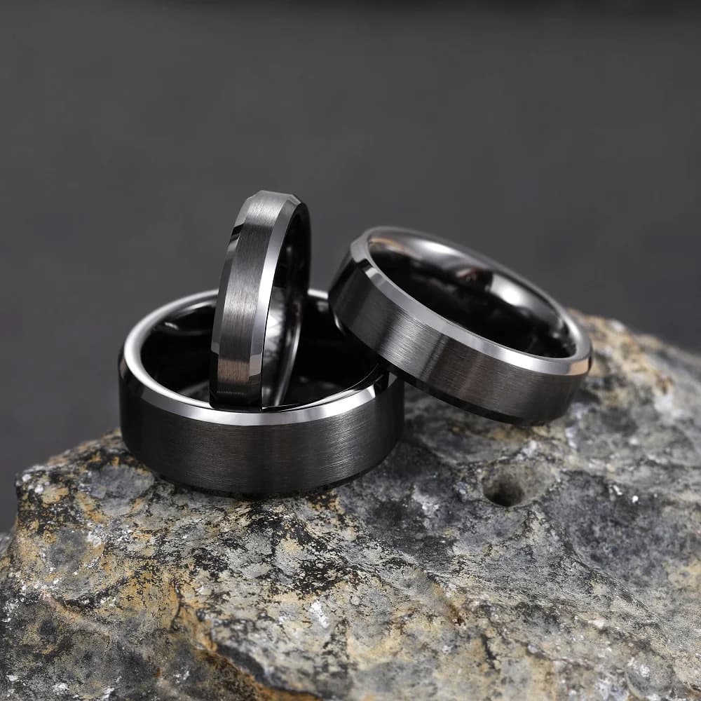 Somen Brushed Black Rings Men Ceramic Ring 8mm/6mm/4mm Lovers Wedding Band Engagement Ring Matte Male Never Fade Bague Homme