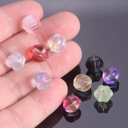 10pcs Round Pumpkin Shape 10mm Lampwork Crystal Glass Loose Spacer Beads Lot for Jewelry Making DIY Crafts Findings