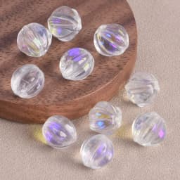 10pcs Round Pumpkin Shape 10mm Lampwork Crystal Glass Loose Spacer Beads Lot for Jewelry Making DIY Crafts Findings