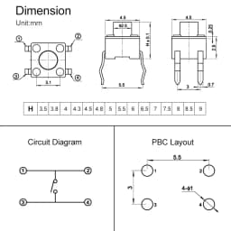 50pcs Panel PCB On Off Momentary Tactile Tact 4 Pin Micro Mini Push Button Switch 12V DIP TV Reset Black 4.5*4.5 H=4/5/6/7/8/9mm