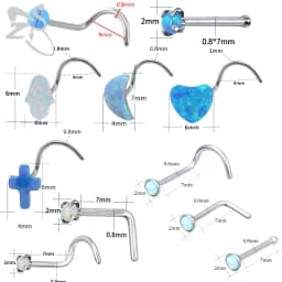 ZS 3-5pcs/Lot Stainless Steel Nose Stud Set Colorful Opal Nose Studs 3MM Nose Piercings L Shape Nostril Piercing Jewelry 20G