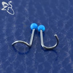 ZS 3-5pcs/Lot Stainless Steel Nose Stud Set Colorful Opal Nose Studs 3MM Nose Piercings L Shape Nostril Piercing Jewelry 20G