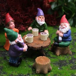 4pcs/Set Mini Funny Cute Gnome Have Party Resin Dwarfs Statue DIY Bonsai Decoration For Home Office Desk Sculpture Dropshipping