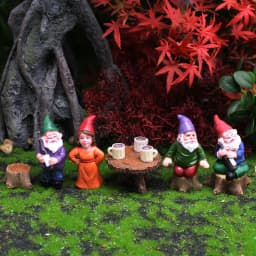 4pcs/Set Mini Funny Cute Gnome Have Party Resin Dwarfs Statue DIY Bonsai Decoration For Home Office Desk Sculpture Dropshipping