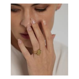 Yhpup Stainless Steel Palm Opening Ring Stylish Unique Design Golden 18 K Metal Women Jewelry Accessories Bagues Pour Femme