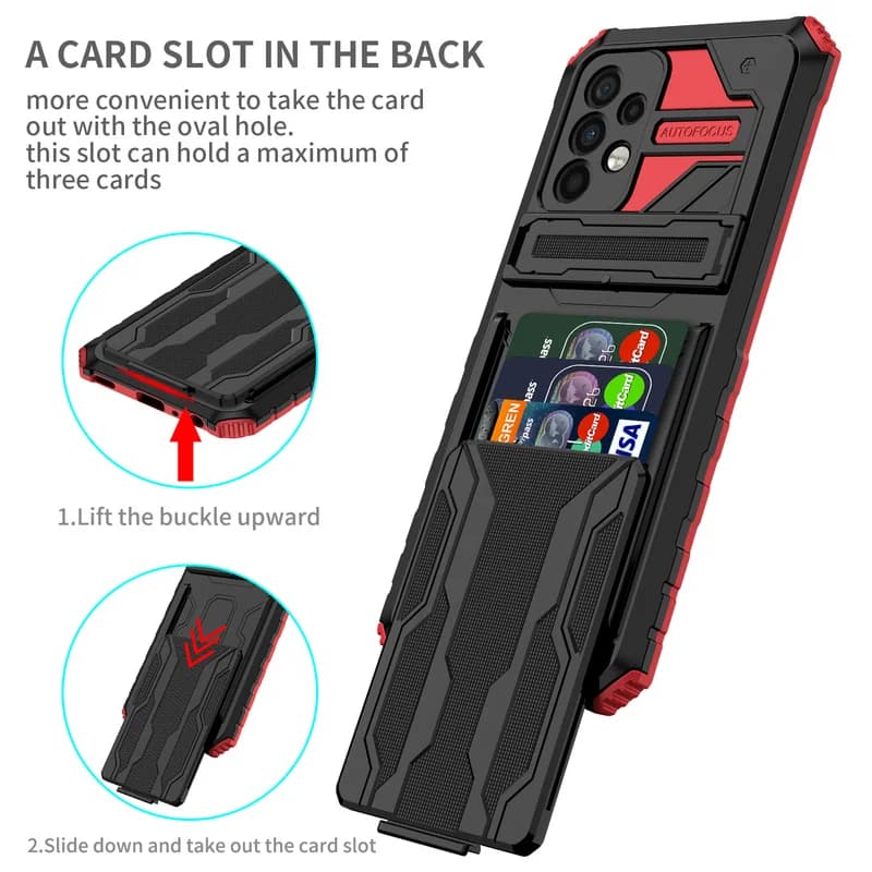 Card Slot Armor Case For Samsung Galaxy S26 S25 Edge S24 S23 S22 S21 S20 FE Plus Ultra A52 A53 A54 A55 A56 Anti Shock Cover Case