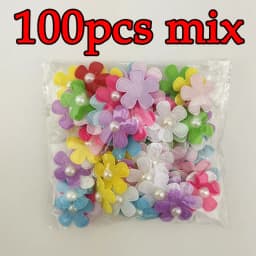 (100 Pcs/pack) 25mm Mixed Color Pearl Petals Costume Decoration Handmade Diy Crafts Girl Headdress Dress Up Artificial Flower