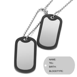 Personalized Stainless Steel Dog Army Tag Custom Engraved Name ID Photo pendants Necklace Long Chain Military Army Style Jewelry