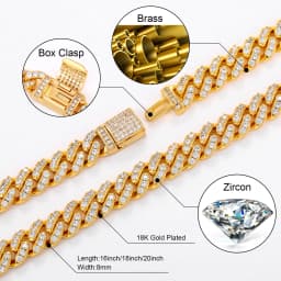 TUHE 6mm 8mm Width Fashion Miami Cuban Chain Necklace For Women Men's Hip Hop Jewelry Copper Cubic Zirconia Necklace Party Gi