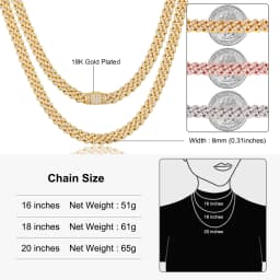 TUHE 6mm 8mm Width Fashion Miami Cuban Chain Necklace For Women Men's Hip Hop Jewelry Copper Cubic Zirconia Necklace Party Gi