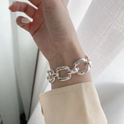 FOXANRY Stamp Bracelets for Women Trend Hip Hop Vintage Thick Chain Creative Hollow Geometric Design Party Jewelry
