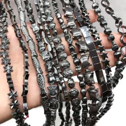 Black Natural Stone Loose Beads Rose Owl Fish Moon Hematite Spacer Bead for Jewelry Making DIY Bracelet Necklace Accessories 15"