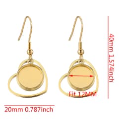 10pcs/Lot Gold Plated Stainless Steel Earrings Hook Cabochon Blank Base 12mm Glass Resin Tray DIY Jewelry Making Supplies Charms