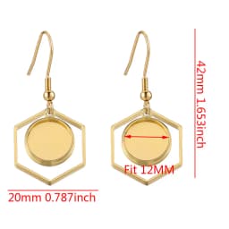 10pcs/Lot Gold Plated Stainless Steel Earrings Hook Cabochon Blank Base 12mm Glass Resin Tray DIY Jewelry Making Supplies Charms