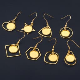 10pcs/Lot Gold Plated Stainless Steel Earrings Hook Cabochon Blank Base 12mm Glass Resin Tray DIY Jewelry Making Supplies Charms
