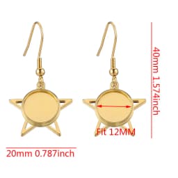 10pcs/Lot Gold Plated Stainless Steel Earrings Hook Cabochon Blank Base 12mm Glass Resin Tray DIY Jewelry Making Supplies Charms