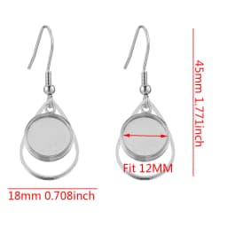 10pcs/Lot Gold Plated Stainless Steel Earrings Hook Cabochon Blank Base 12mm Glass Resin Tray DIY Jewelry Making Supplies Charms