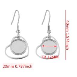 10pcs/Lot Gold Plated Stainless Steel Earrings Hook Cabochon Blank Base 12mm Glass Resin Tray DIY Jewelry Making Supplies Charms