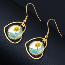 10pcs/Lot Gold Plated Stainless Steel Earrings Hook Cabochon Blank Base 12mm Glass Resin Tray DIY Jewelry Making Supplies Charms