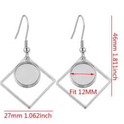 10pcs/Lot Gold Plated Stainless Steel Earrings Hook Cabochon Blank Base 12mm Glass Resin Tray DIY Jewelry Making Supplies Charms