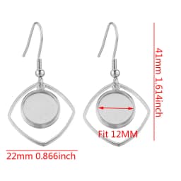 10pcs/Lot Gold Plated Stainless Steel Earrings Hook Cabochon Blank Base 12mm Glass Resin Tray DIY Jewelry Making Supplies Charms